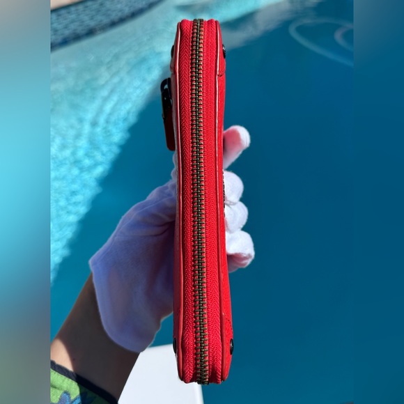 Coach Mickie Zip Wallet Red and Gunmetal EUC - Picture 8 of 14